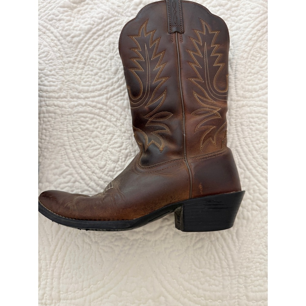 Ariat Western Cowboy Boots Womens 7.5 Brown Leather Leaf Embroidery Snip Toe - Picture 2 of 11